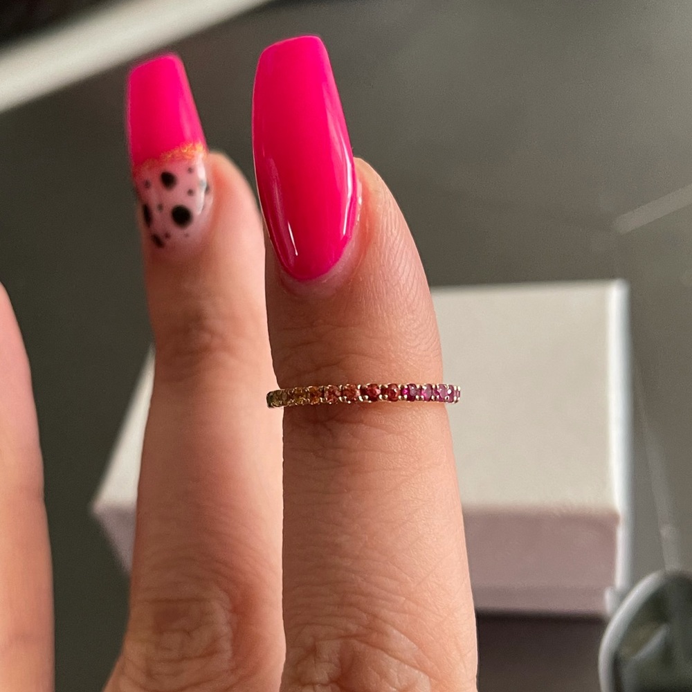 14k Rainbow Sapphire Eternity Band